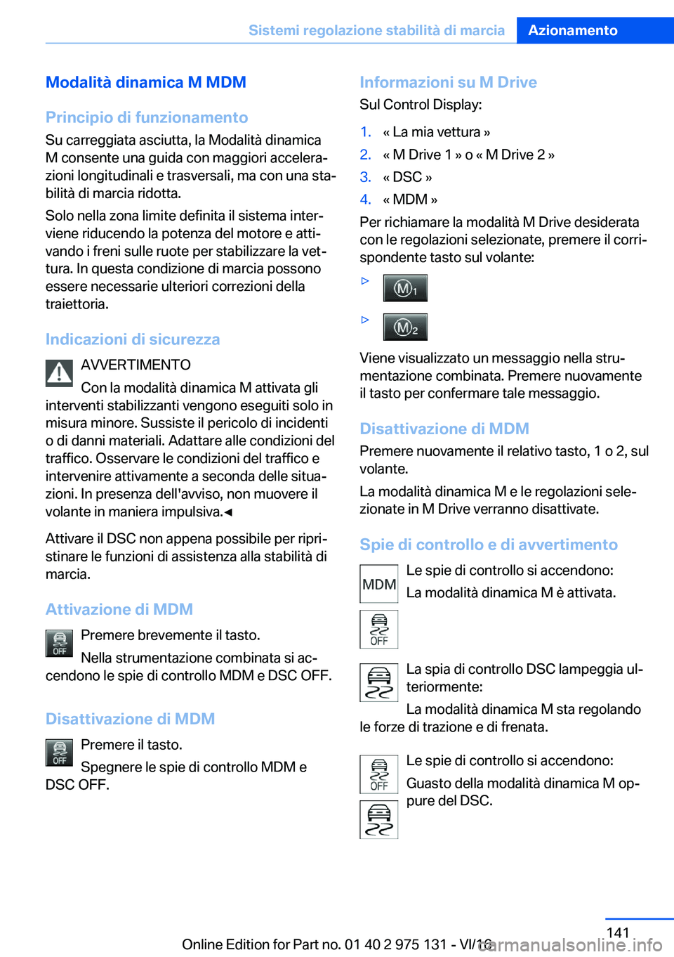 BMW M3 2017  Libretti Di Uso E manutenzione (in Italian) �M�o�d�a�l�i�t�