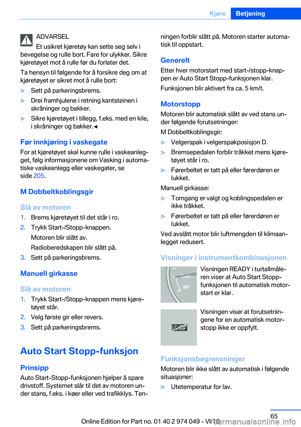 BMW M3 2017  InstruksjonsbØker (in Norwegian) �A�D�V�A�R�S�E�L
�E�t� �u�s�i�k�r�e�t� �k�j�
