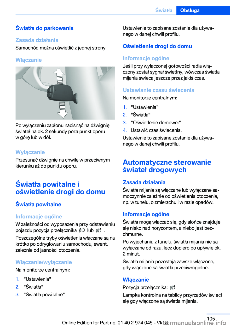 BMW M3 2017  Instrukcja obsługi (in Polish) �w�i�a�t�ł�a��d�o��p�a�r�k�o�w�a�n�i�a
�Z�a�s�a�d�a��d�z�i�a�ł�a�n�i�a
�S�a�m�o�c�h�