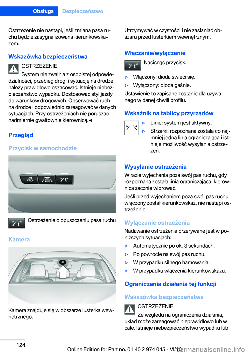 BMW M3 2017  Instrukcja obsługi (in Polish) �O�s�t�r�z�e 9�e�n�i�e� �n�i�e� �n�a�s�t�