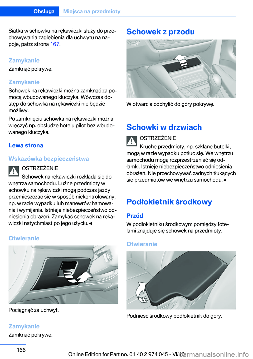 BMW M3 2017  Instrukcja obsługi (in Polish) �S�i�a�t�k�a� �w� �s�c�h�o�w�k�u� �n�a� �r�