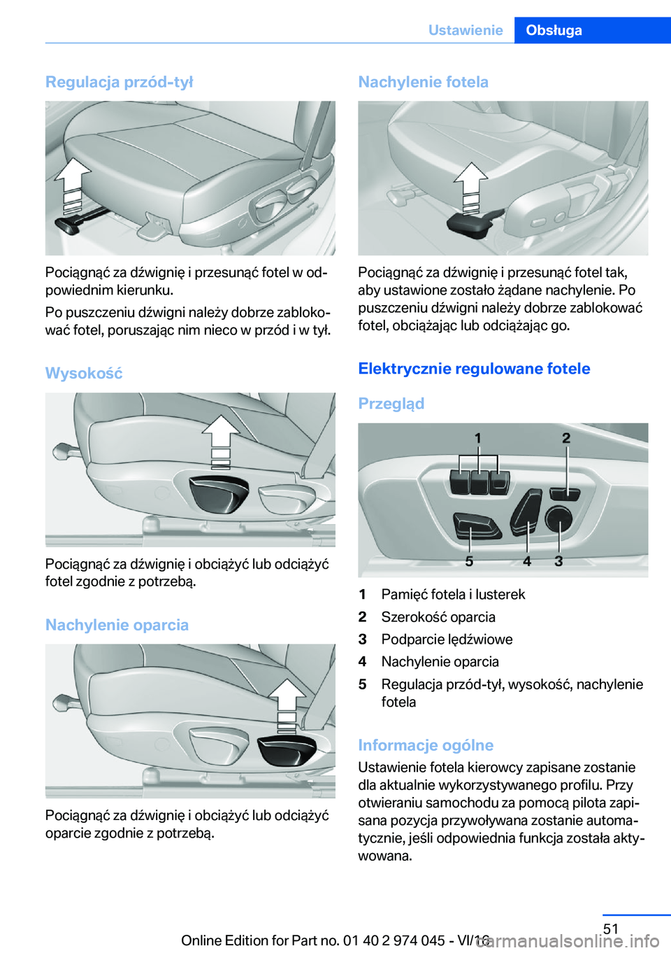 BMW M3 2017  Instrukcja obsługi (in Polish) �R�e�g�u�l�a�c�j�a��p�r�z�