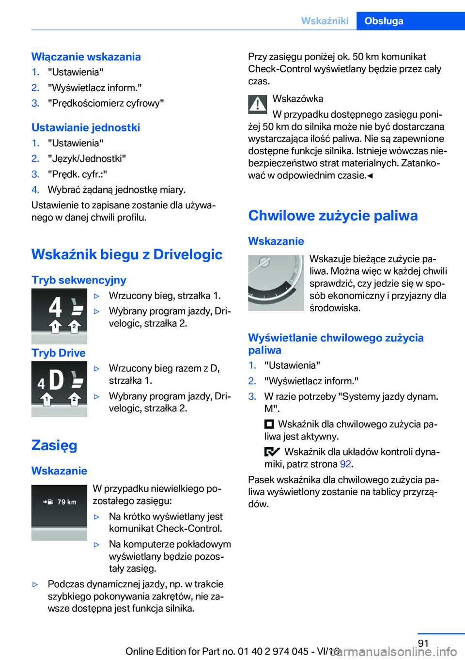 BMW M3 2017  Instrukcja obsługi (in Polish) �W�ł�