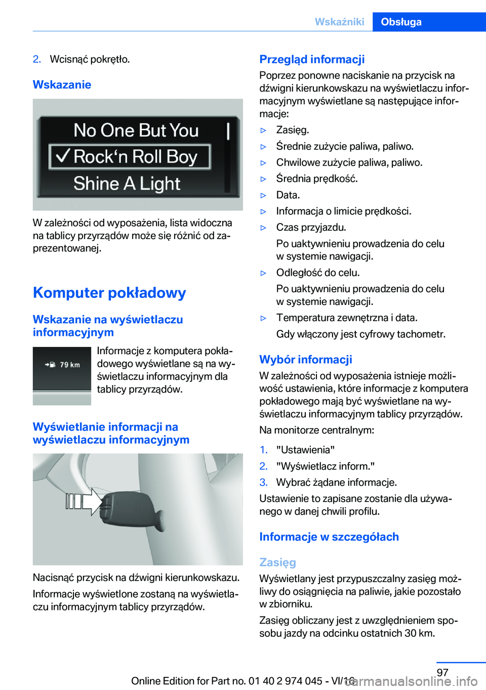 BMW M3 2017  Instrukcja obsługi (in Polish) �2�.�W�c�i�s�n�