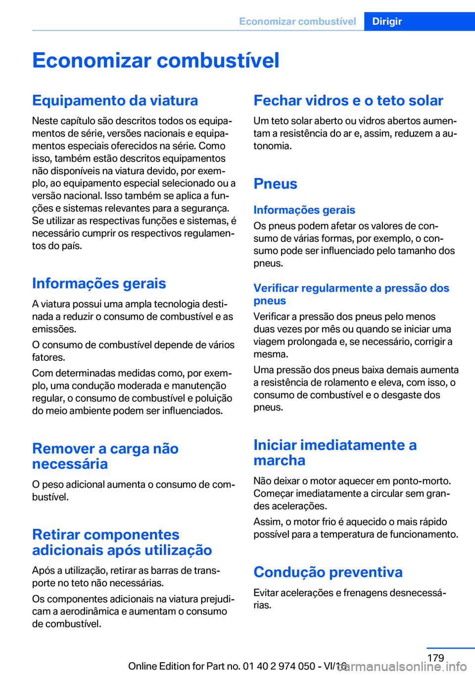 BMW M3 2017  Manual do condutor (in Portuguese) �E�c�o�n�o�m�i�z�a�r��c�o�m�b�u�s�t�