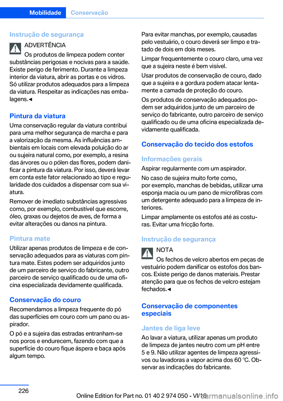 BMW M3 2017  Manual do condutor (in Portuguese) �I�n�s�t�r�u�