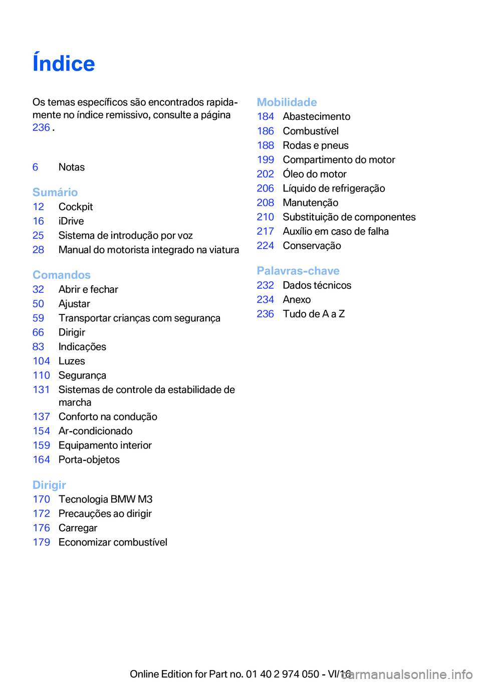 BMW M3 2017  Manual do condutor (in Portuguese) �