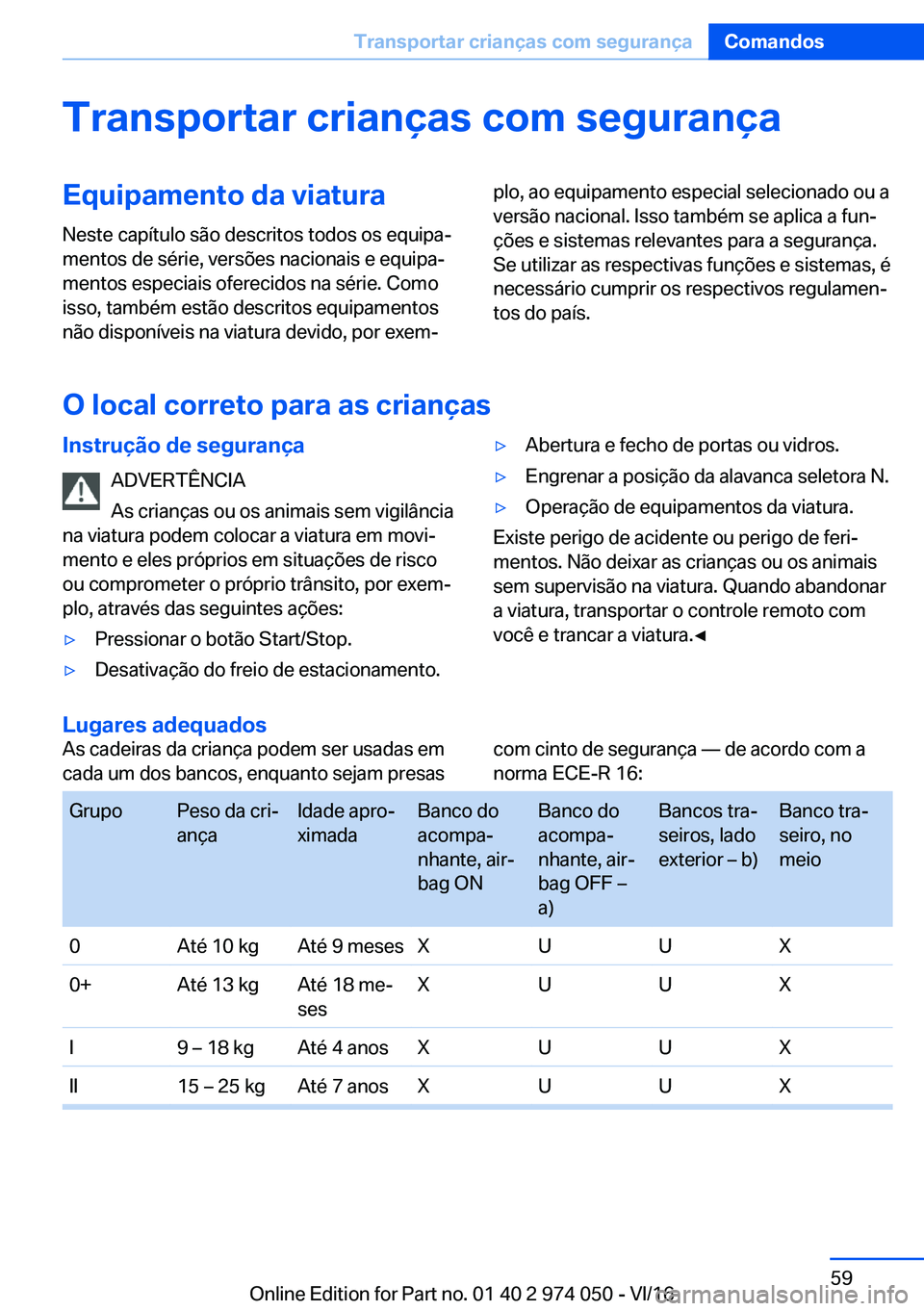 BMW M3 2017  Manual do condutor (in Portuguese) �T�r�a�n�s�p�o�r�t�a�r��c�r�i�a�n�