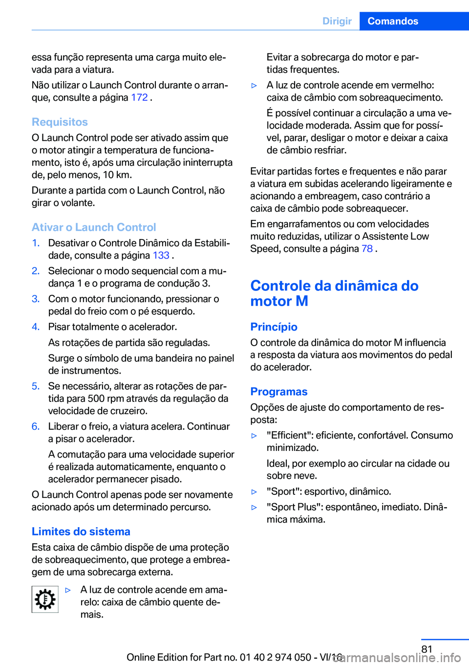 BMW M3 2017  Manual do condutor (in Portuguese) �e�s�s�a� �f�u�n�