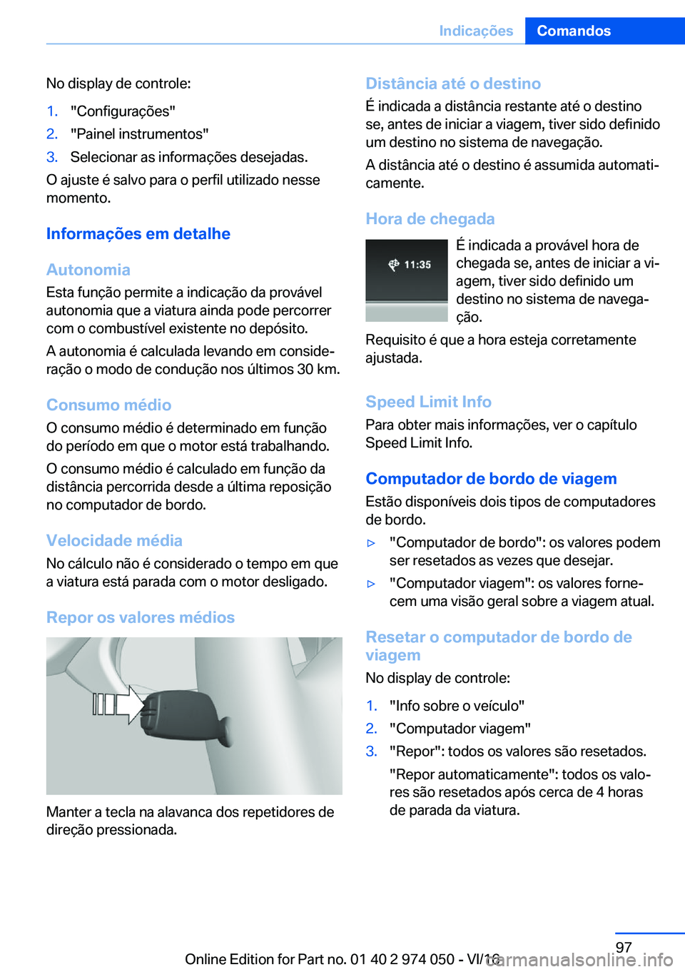 BMW M3 2017  Manual do condutor (in Portuguese) �N�o� �d�i�s�p�l�a�y� �d�e� �c�o�n�t�r�o�l�e�:�1�.�"�C�o�n�f�i�g�u�r�a�