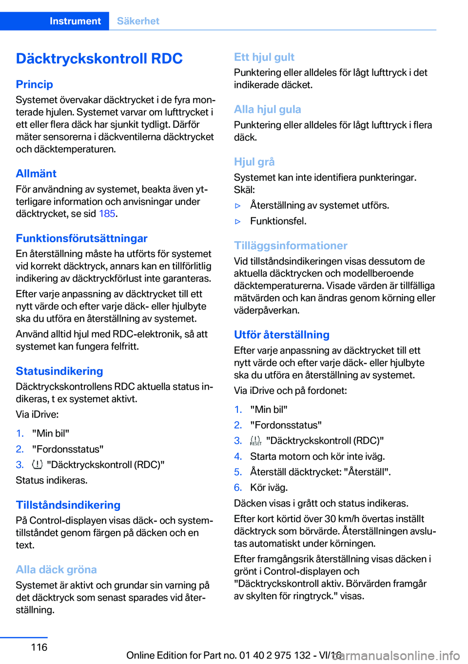 BMW M3 2017  InstruktionsbÖcker (in Swedish) �D�ä�c�k�t�r�y�c�k�s�k�o�n�t�r�o�l�l��R�D�C�P�r�i�n�c�i�p
�S�y�s�t�e�m�e�t� �
