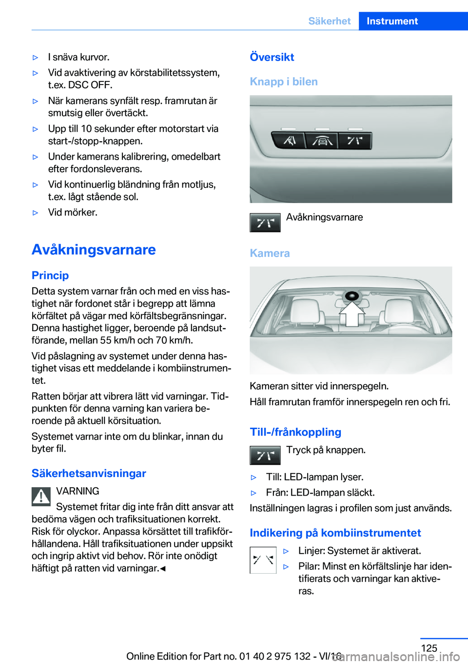 BMW M3 2017  InstruktionsbÖcker (in Swedish) 'y�I� �s�n�ä�v�a� �k�u�r�v�o�r�.'y�V�i�d� �a�v�a�k�t�i�v�e�r�i�n�g� �a�v� �k�