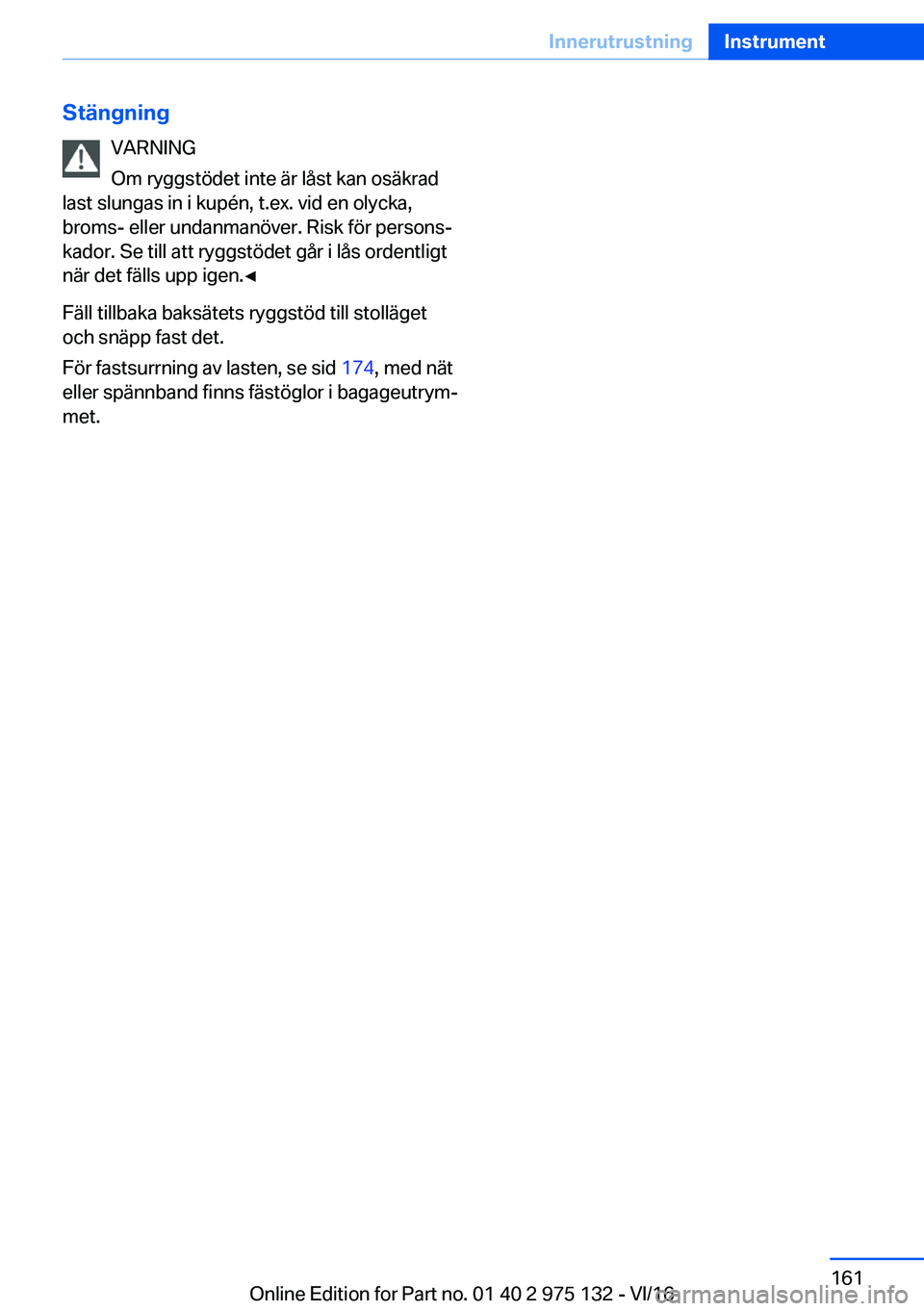 BMW M3 2017  InstruktionsbÖcker (in Swedish) �S�t�ä�n�g�n�i�n�g�V�A�R�N�I�N�G
�O�m� �r�y�g�g�s�t�