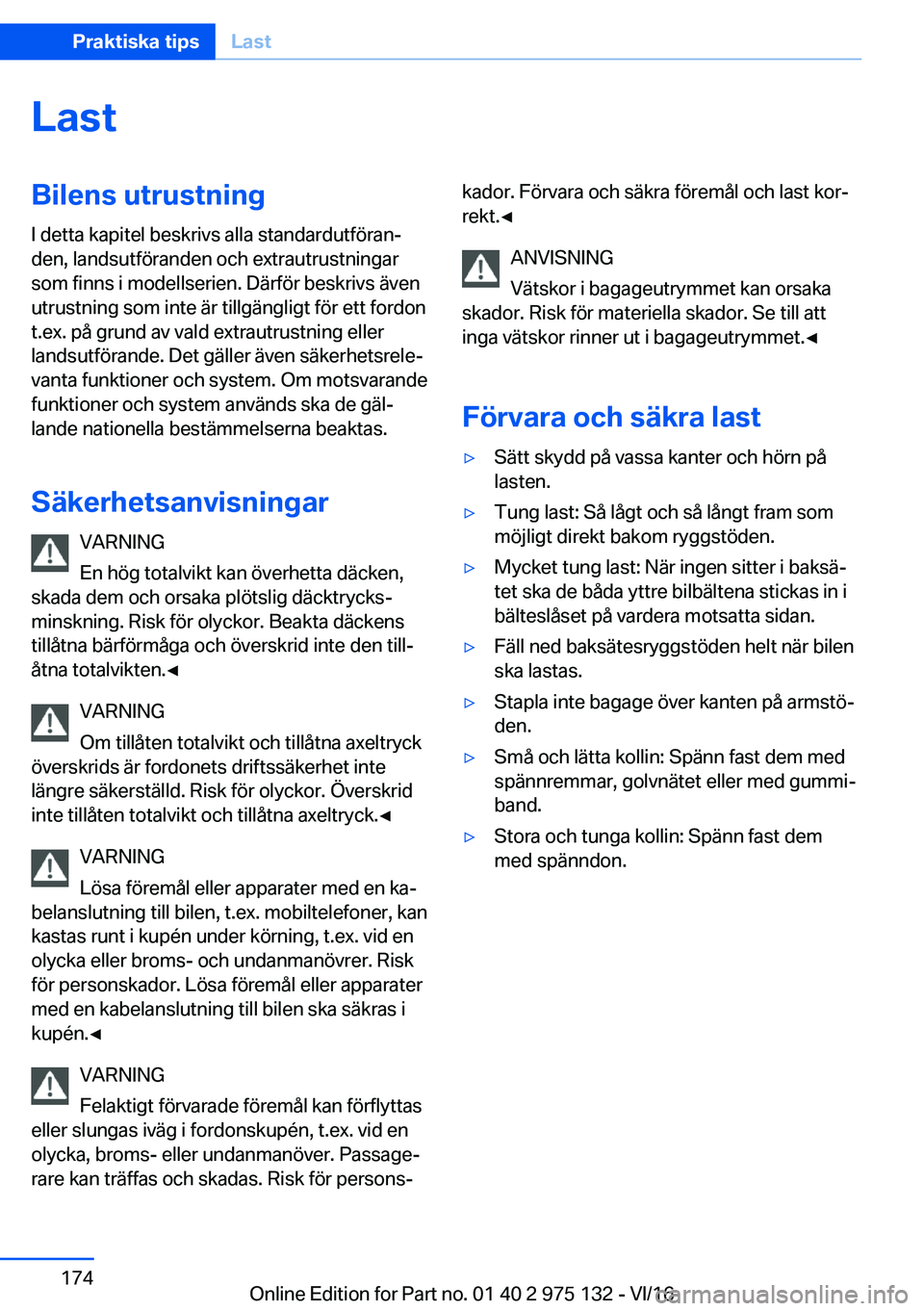 BMW M3 2017  InstruktionsbÖcker (in Swedish) �L�a�s�t�B�i�l�e�n�s��u�t�r�u�s�t�n�i�n�g�I� �d�e�t�t�a� �k�a�p�i�t�e�l� �b�e�s�k�r�i�v�s� �a�l�l�a� �s�t�a�n�d�a�r�d�u�t�f�