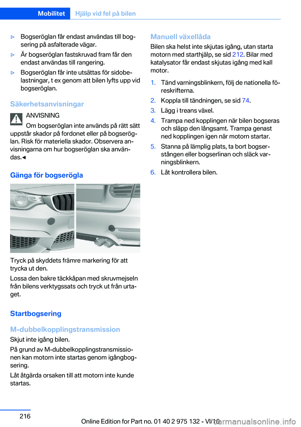 BMW M3 2017  InstruktionsbÖcker (in Swedish) 'y�B�o�g�s�e�r�