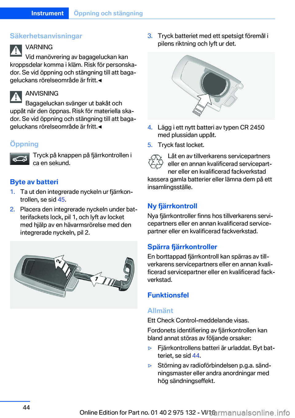 BMW M3 2017  InstruktionsbÖcker (in Swedish) �S�ä�k�e�r�h�e�t�s�a�n�v�i�s�n�i�n�g�a�r�V�A�R�N�I�N�G
�V�i�d� �m�a�n�