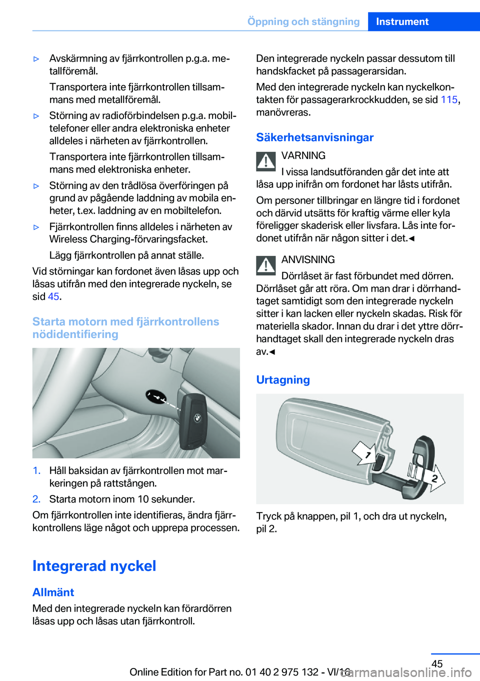 BMW M3 2017  InstruktionsbÖcker (in Swedish) 'y�A�v�s�k�ä�r�m�n�i�n�g� �a�v� �f�j�ä�r�r�k�o�n�t�r�o�l�l�e�n� �p�.�g�.�a�.� �m�ej
�t�a�l�l�f�