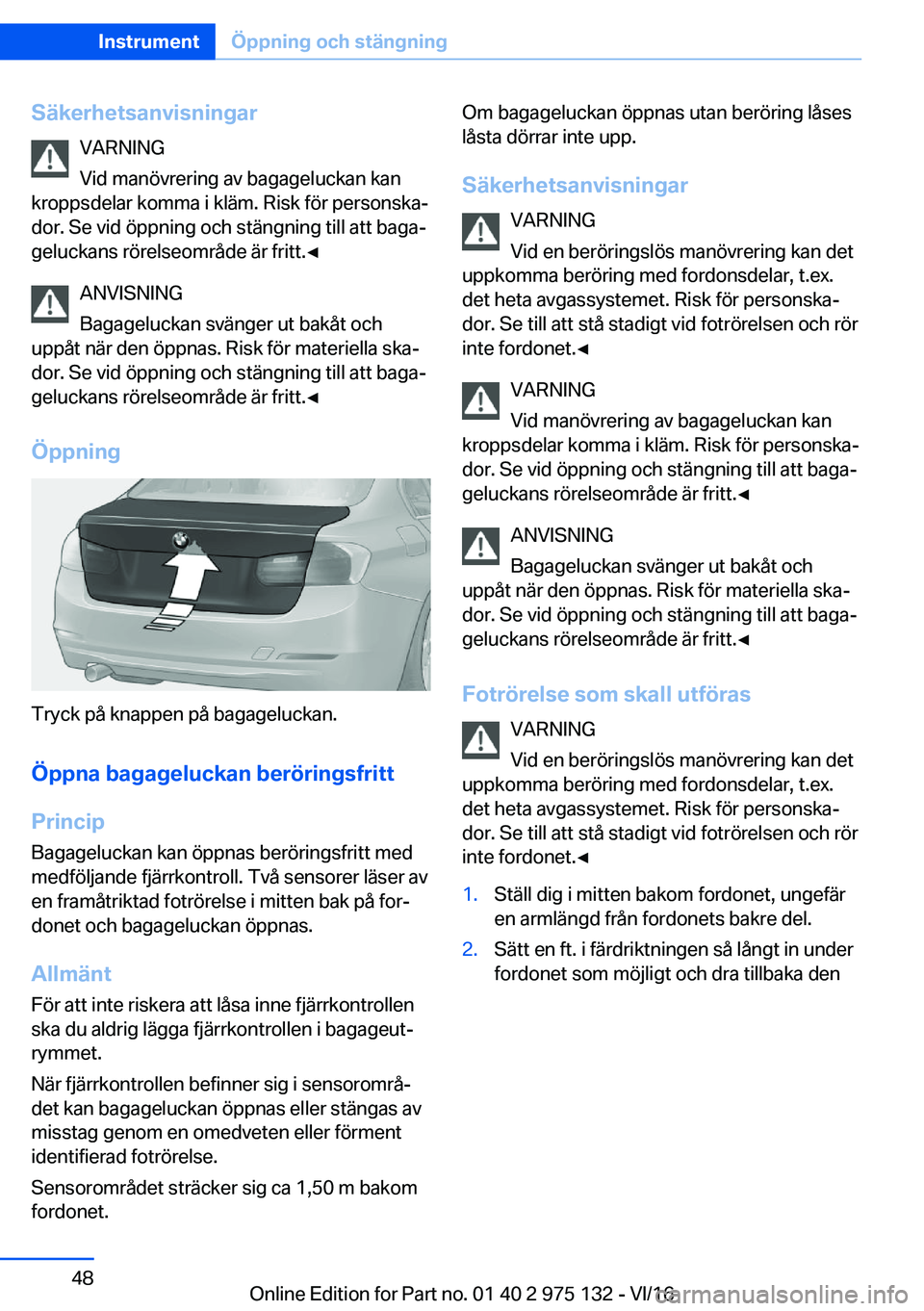 BMW M3 2017  InstruktionsbÖcker (in Swedish) �S�ä�k�e�r�h�e�t�s�a�n�v�i�s�n�i�n�g�a�r�V�A�R�N�I�N�G
�V�i�d� �m�a�n�