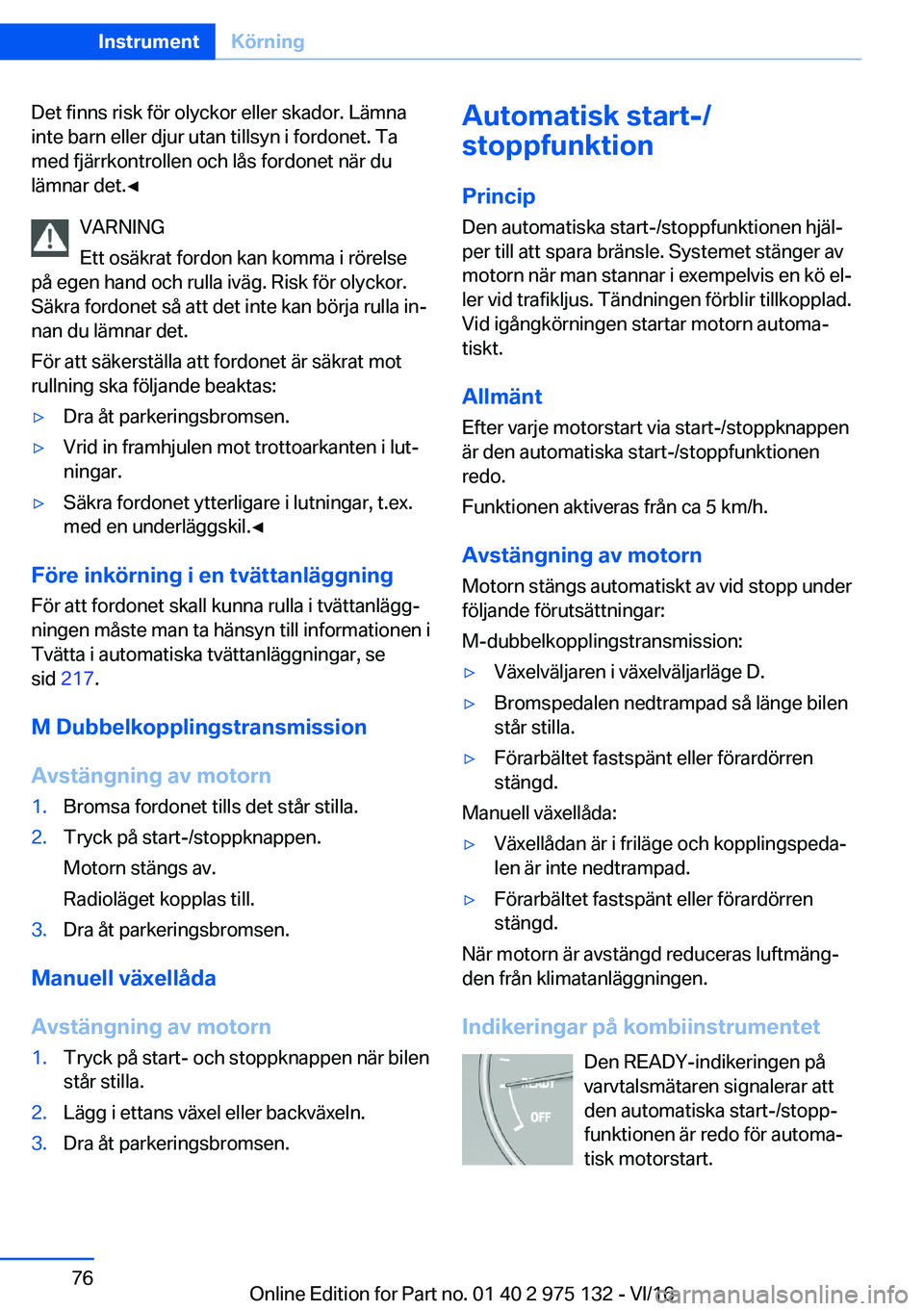 BMW M3 2017  InstruktionsbÖcker (in Swedish) �D�e�t� �f�i�n�n�s� �r�i�s�k� �f�