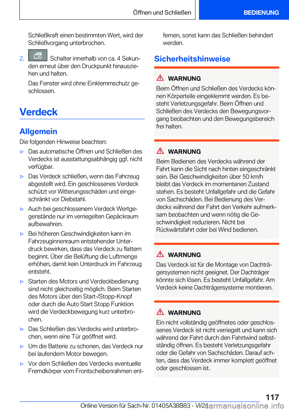 BMW M4 2022  Betriebsanleitungen (in German) �S�c�h�l�i�e�