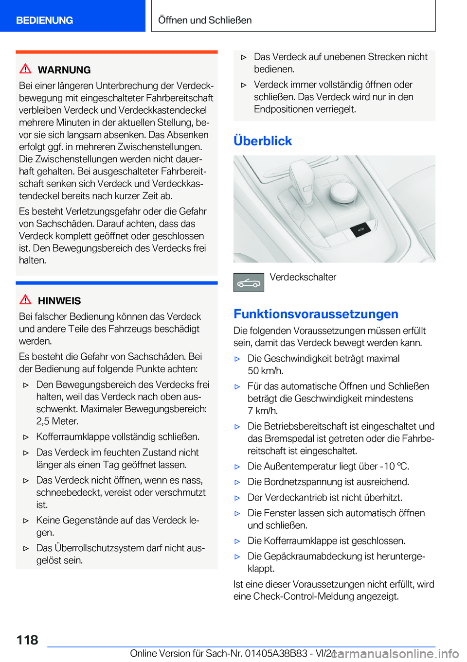 BMW M4 2022  Betriebsanleitungen (in German) �W�A�R�N�U�N�G
�B�e�i��e�i�n�e�r��l�