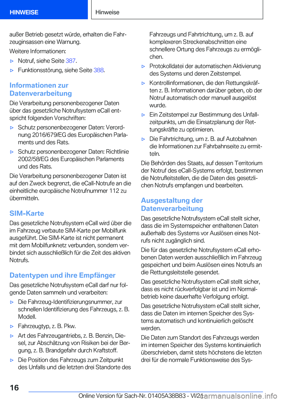 BMW M4 2022  Betriebsanleitungen (in German) �a�u�