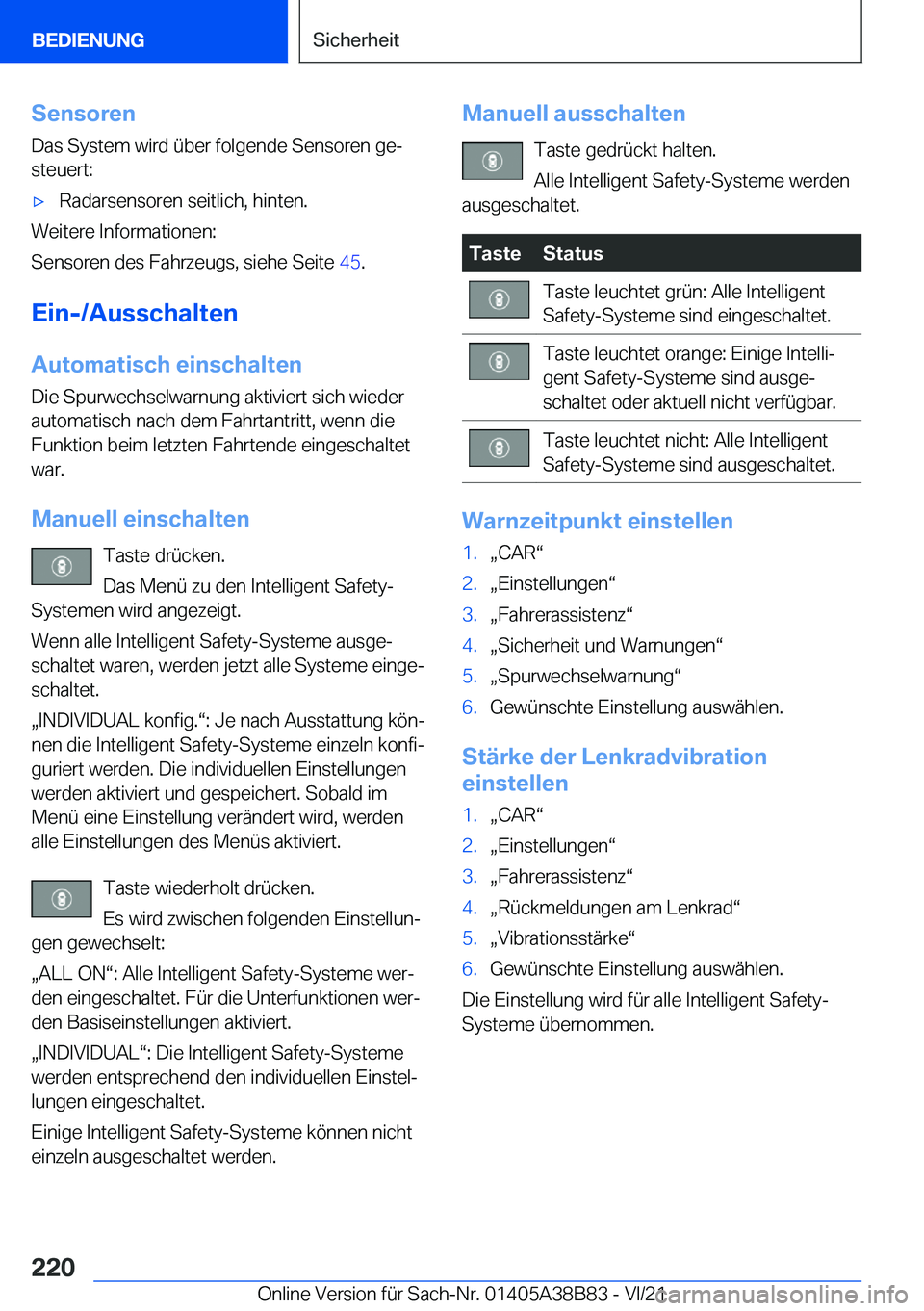 BMW M4 2022  Betriebsanleitungen (in German) �S�e�n�s�o�r�e�n
�D�a�s��S�y�s�t�e�m��w�i�r�d��