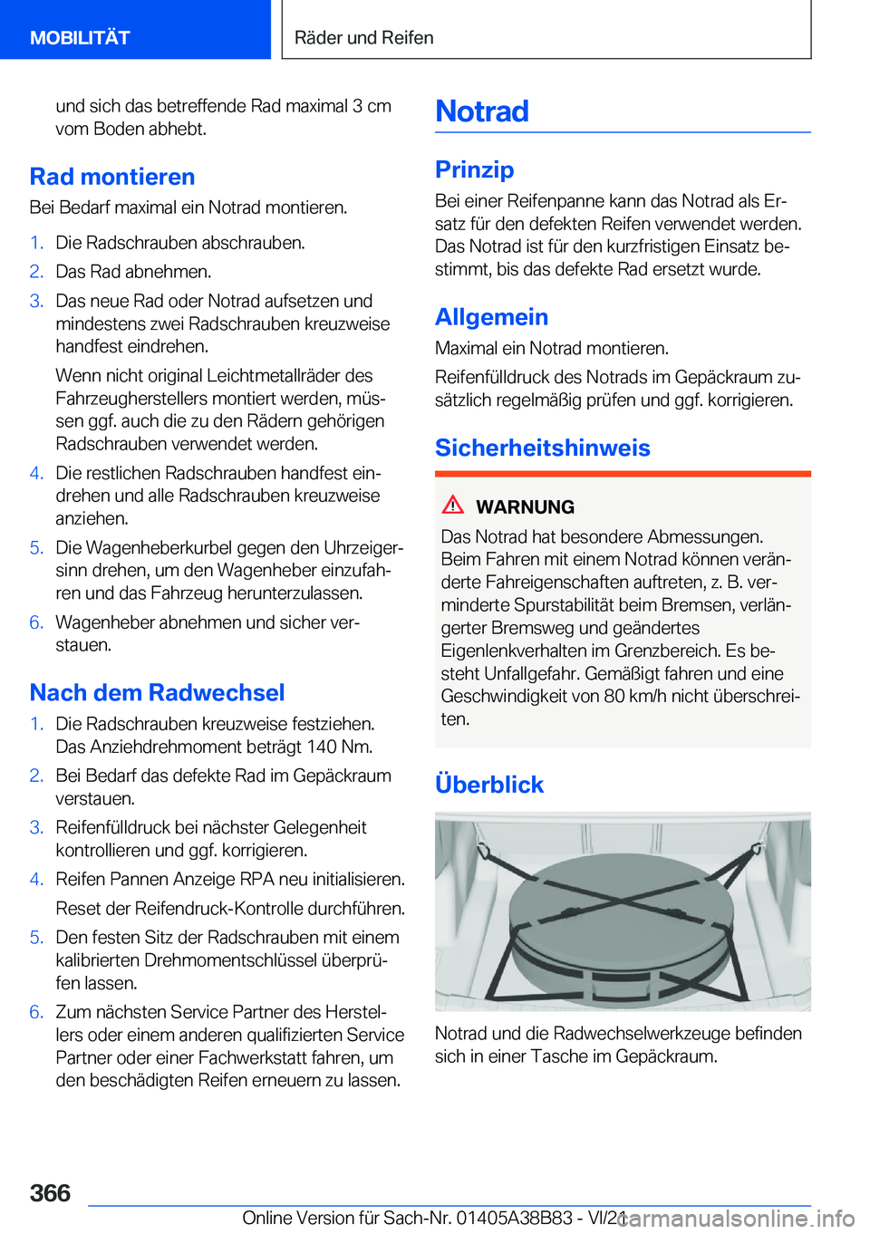 BMW M4 2022  Betriebsanleitungen (in German) �u�n�d��s�i�c�h��d�a�s��b�e�t�r�e�f�f�e�n�d�e��R�a�d��m�a�x�i�m�a�l��3��c�m
�v�o�m��B�o�d�e�n��a�b�h�e�b�t�.
�R�a�d��m�o�n�t�i�e�r�e�n
�B�e�i��B�e�d�a�r�f��m�a�x�i�m�a�l��e�i�n��N�o�t�r�