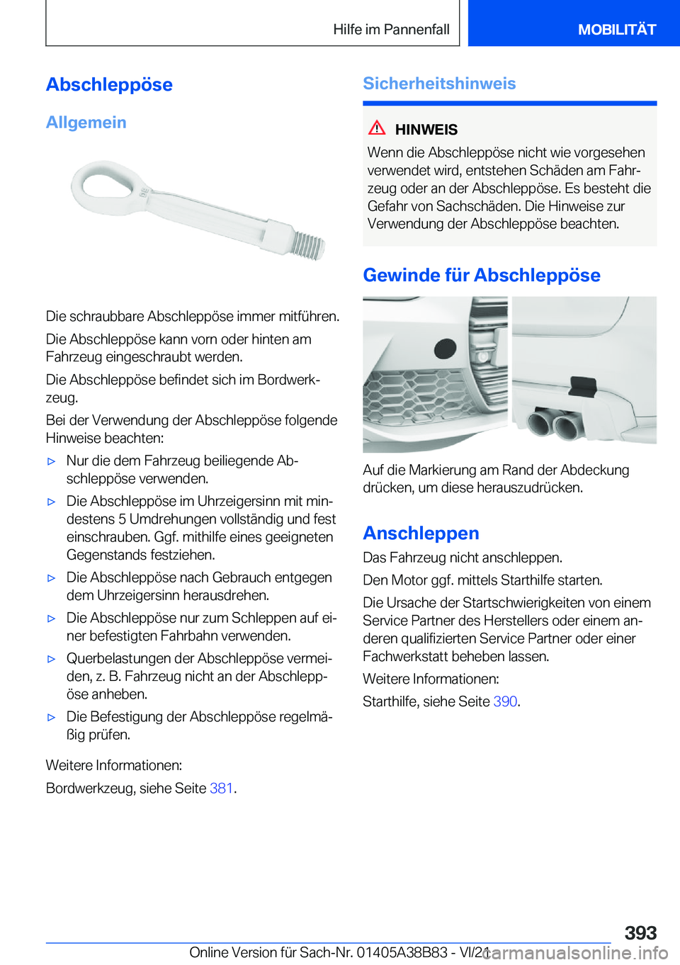 BMW M4 2022  Betriebsanleitungen (in German) �A�b�s�c�h�l�e�p�p�