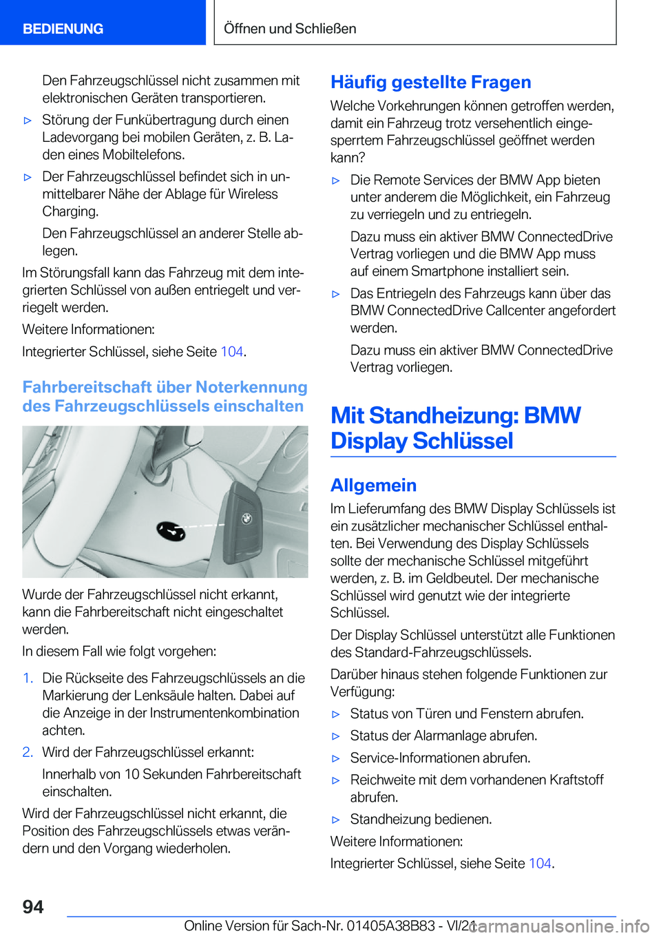 BMW M4 2022  Betriebsanleitungen (in German) �D�e�n��F�a�h�r�z�e�u�g�s�c�h�l�