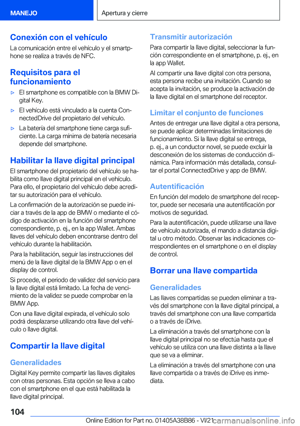 BMW M4 2022  Manuales de Empleo (in Spanish) �C�o�n�e�x�i�