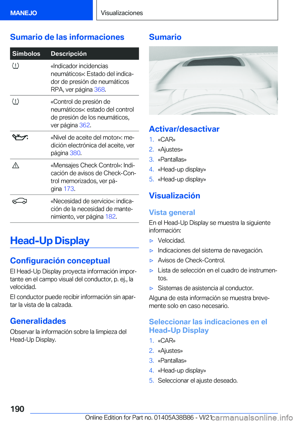 BMW M4 2022  Manuales de Empleo (in Spanish) �S�u�m�a�r�i�o��d�e��l�a�s��i�n�f�o�r�m�a�c�i�o�n�e�s�S�