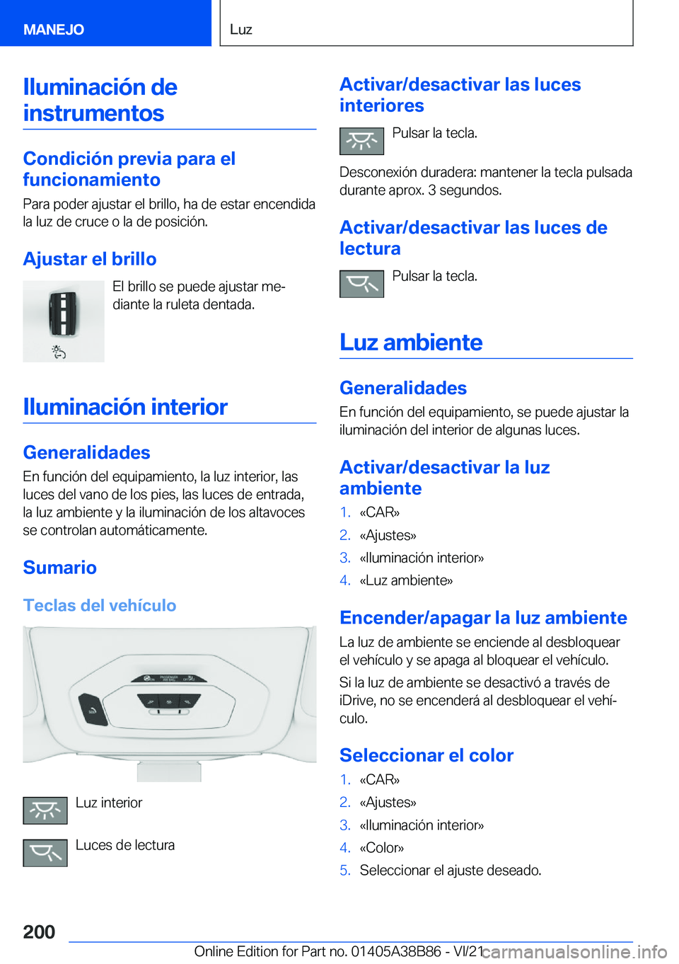 BMW M4 2022  Manuales de Empleo (in Spanish) �I�l�u�m�i�n�a�c�i�