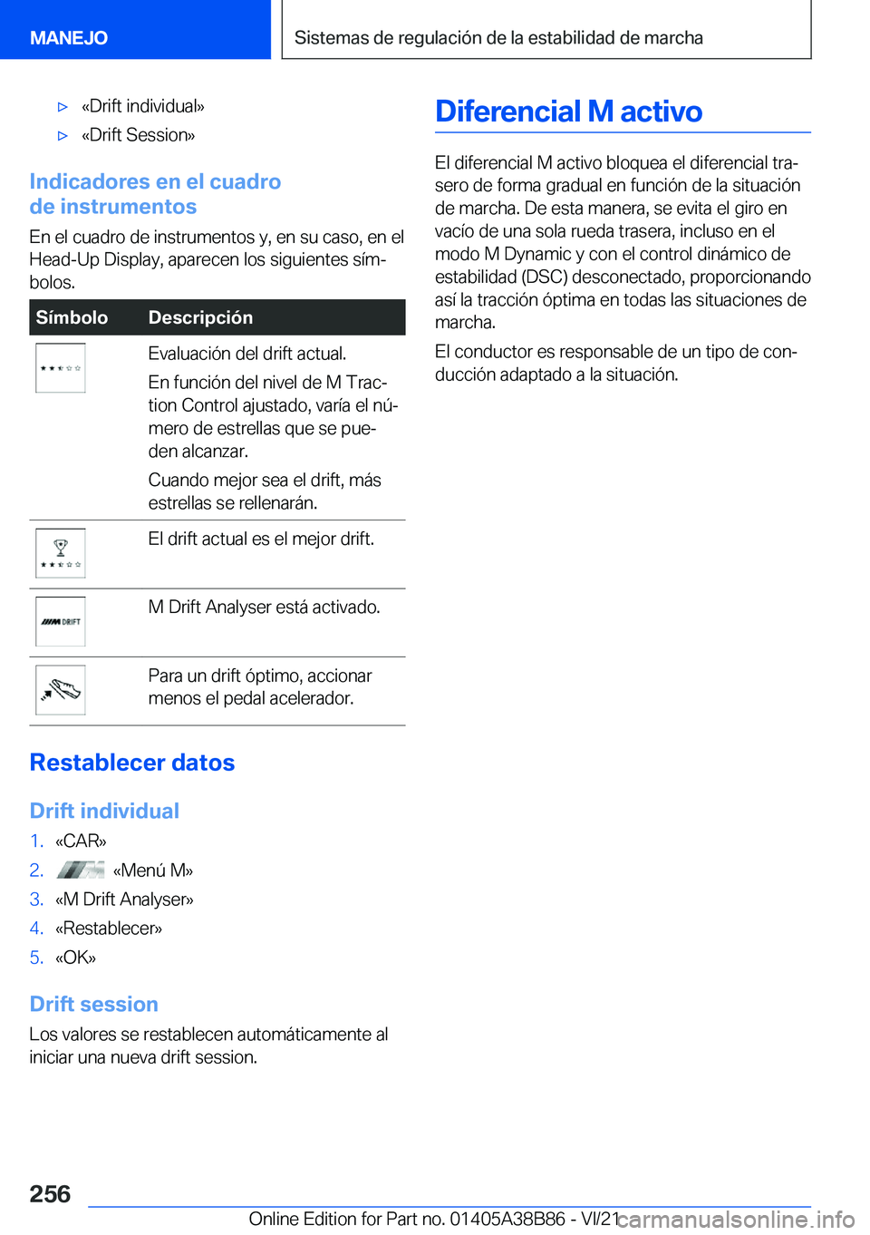 BMW M4 2022  Manuales de Empleo (in Spanish) x�«�D�r�i�f�t��i�n�d�i�v�i�d�u�a�l�{x�«�D�r�i�f�t��S�e�s�s�i�o�n�{
�I�n�d�i�c�a�d�o�r�e�s��e�n��e�l��c�u�a�d�r�o
�d�e��i�n�s�t�r�u�m�e�n�t�o�s
�E�n��e�l��c�u�a�d�r�o��d�e��i�n�s�t�r�u�m�