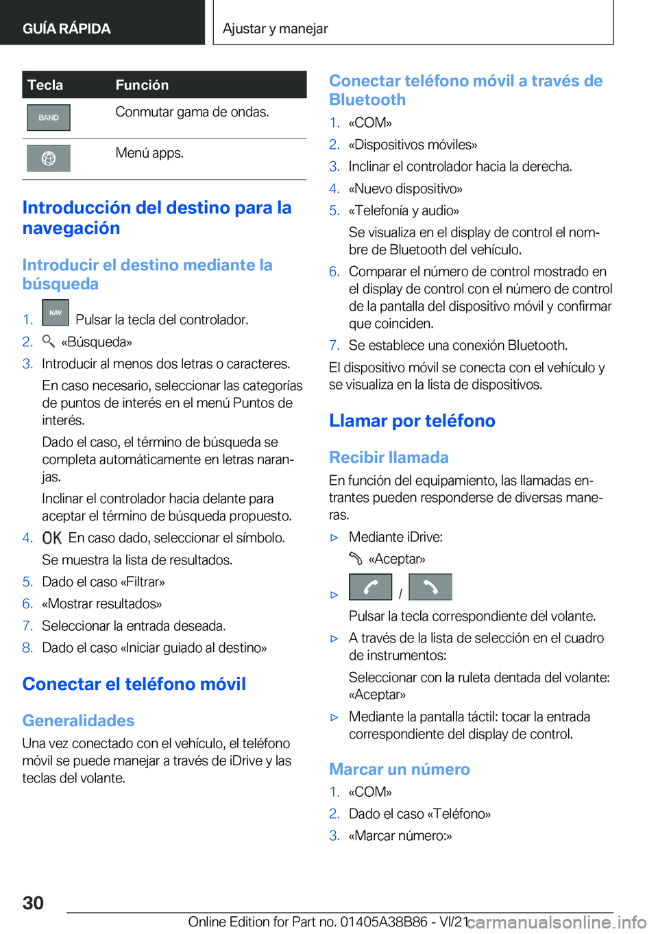 BMW M4 2022  Manuales de Empleo (in Spanish) �T�e�c�l�a�F�u�n�c�i�
