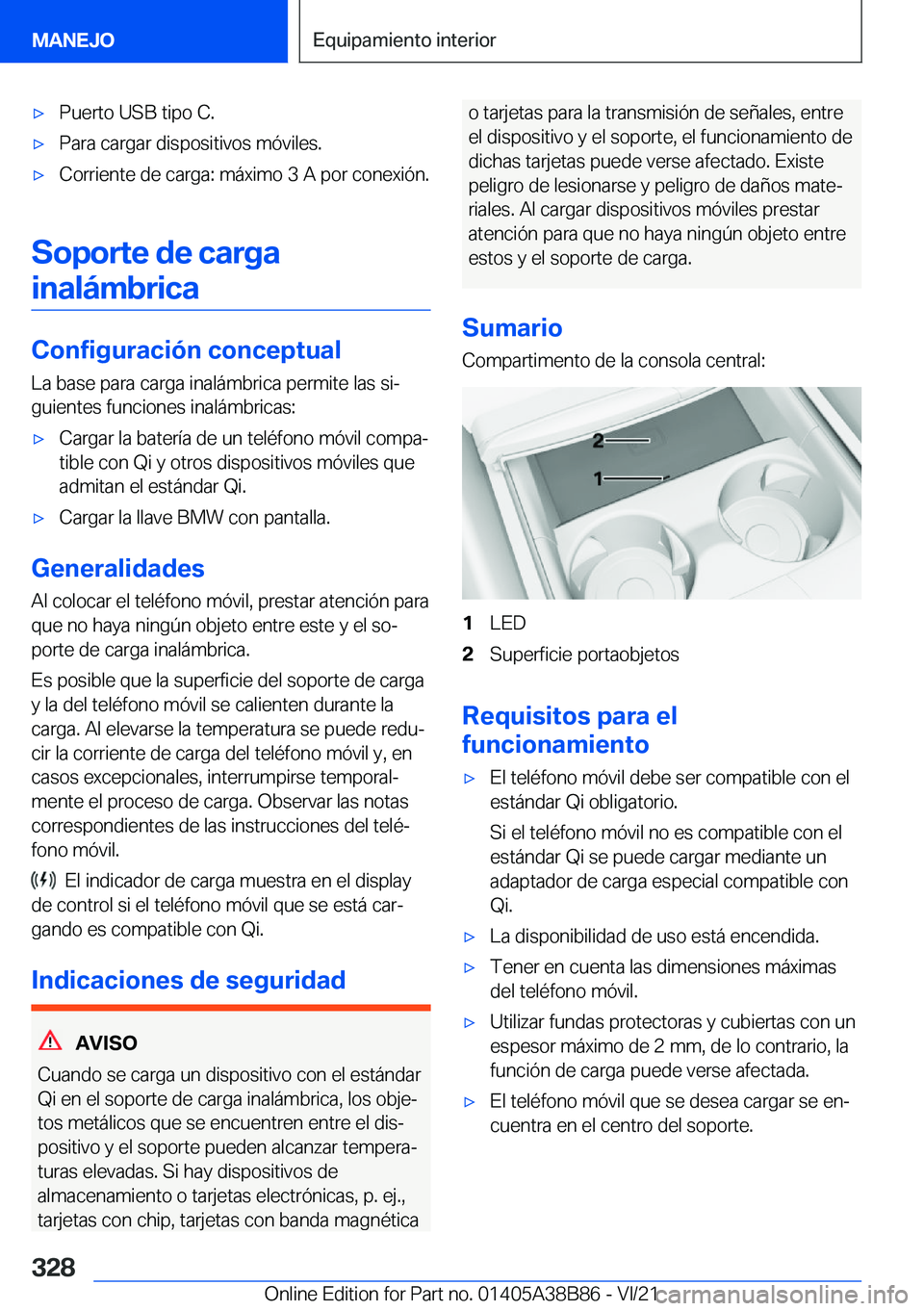 BMW M4 2022  Manuales de Empleo (in Spanish) x�P�u�e�r�t�o��U�S�B��t�i�p�o��C�.x�P�a�r�a��c�a�r�g�a�r��d�i�s�p�o�s�i�t�i�v�o�s��m�