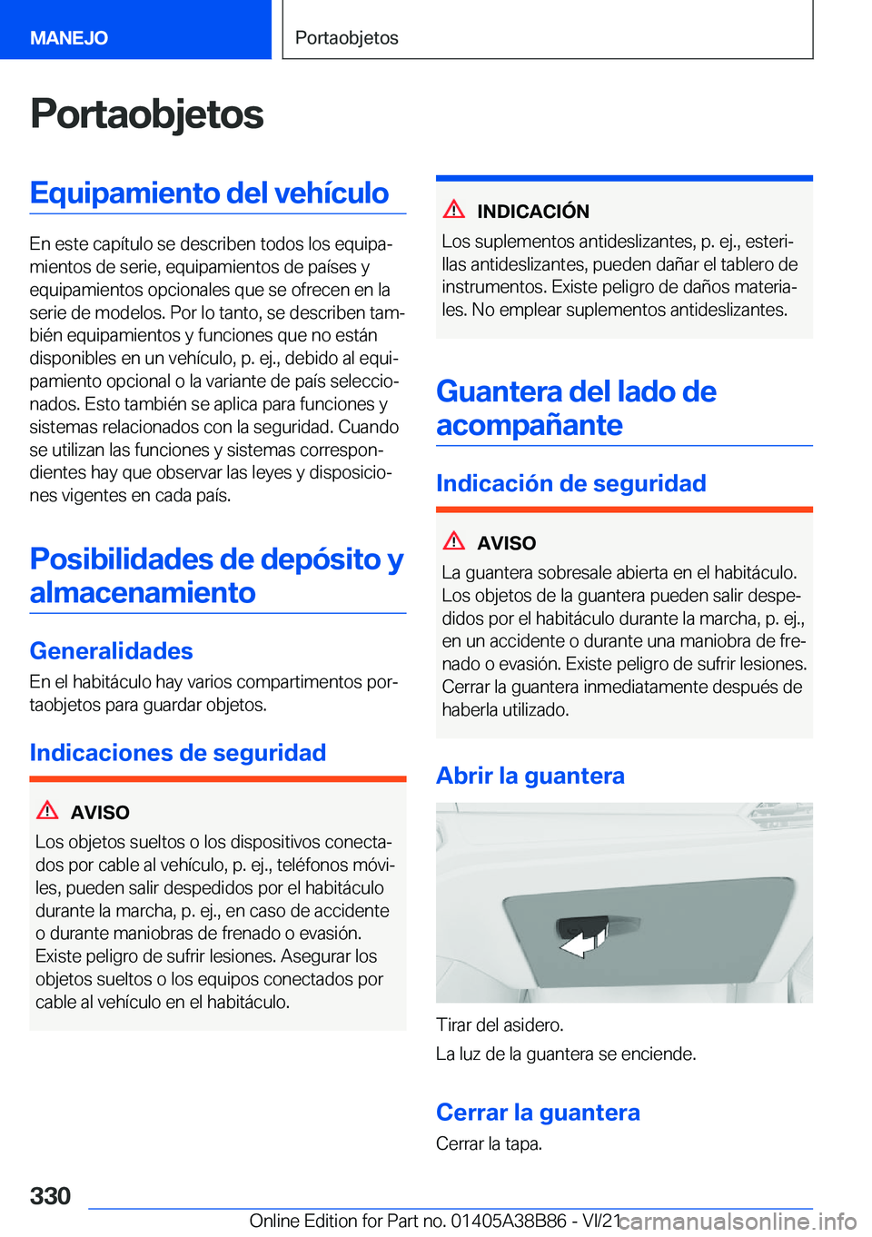 BMW M4 2022  Manuales de Empleo (in Spanish) �P�o�r�t�a�o�b�j�e�t�o�s�E�q�u�i�p�a�m�i�e�n�t�o��d�e�l��v�e�h�