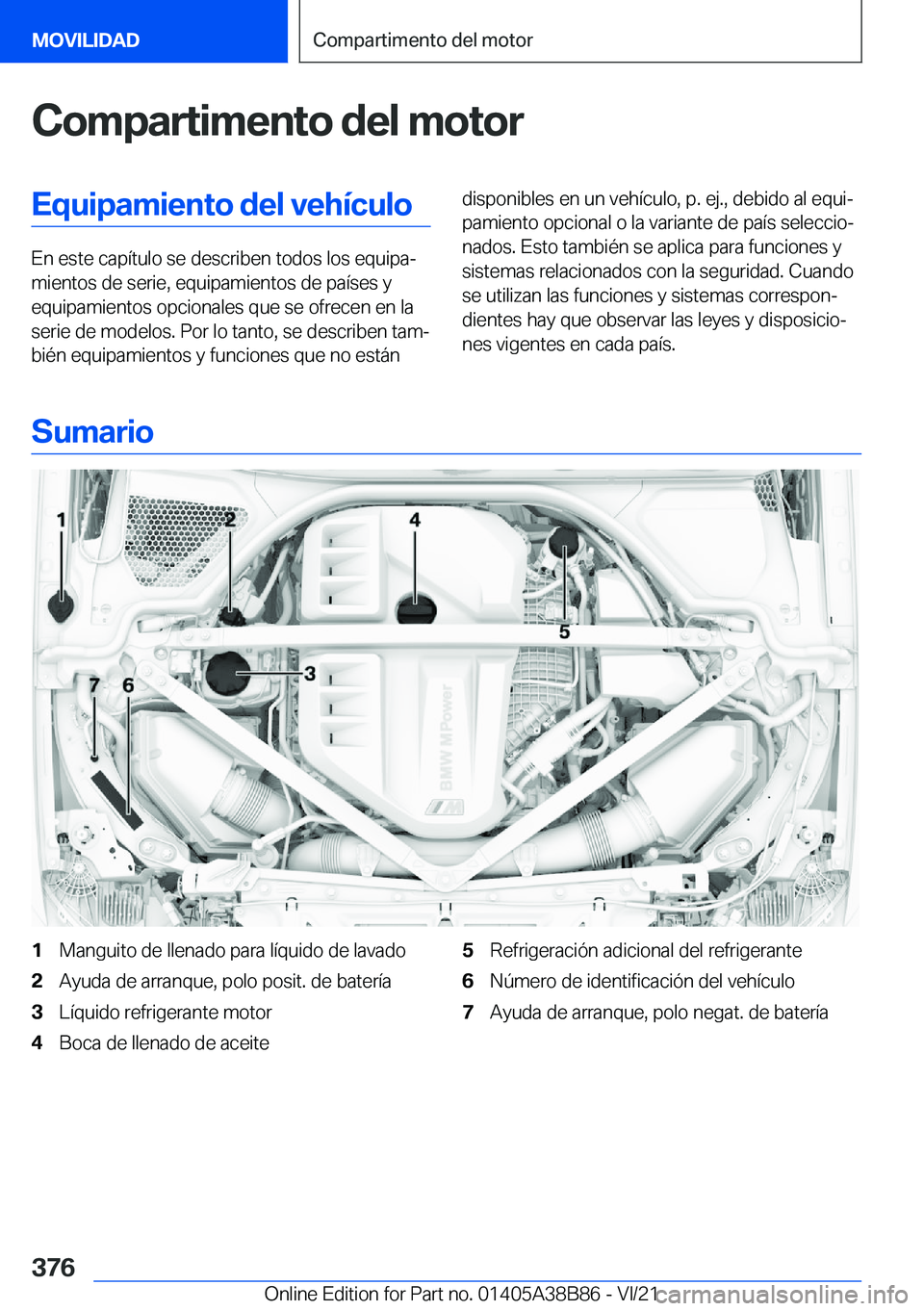 BMW M4 2022  Manuales de Empleo (in Spanish) �C�o�m�p�a�r�t�i�m�e�n�t�o��d�e�l��m�o�t�o�r�E�q�u�i�p�a�m�i�e�n�t�o��d�e�l��v�e�h�