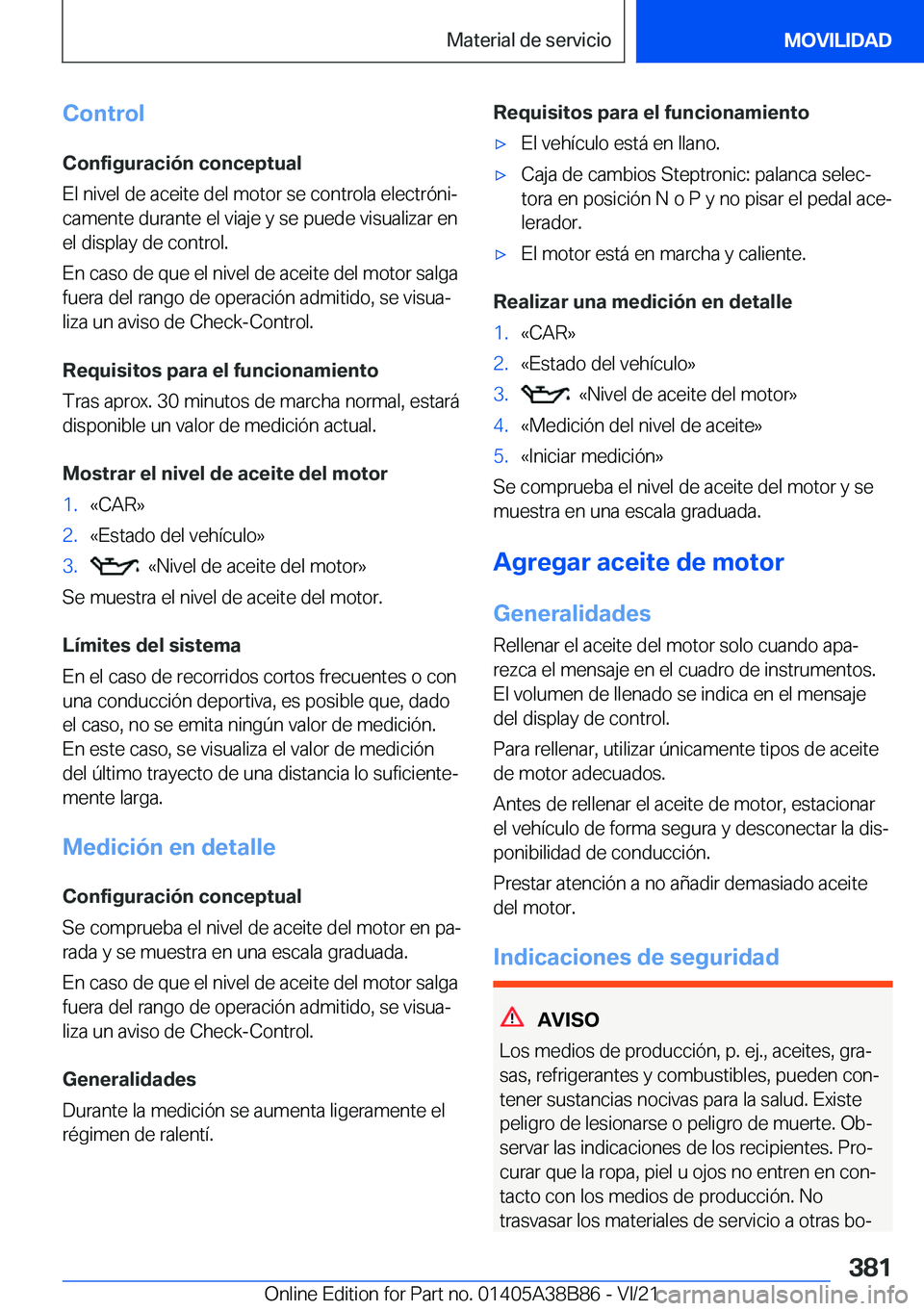 BMW M4 2022  Manuales de Empleo (in Spanish) �C�o�n�t�r�o�l�C�o�n�f�i�g�u�r�a�c�i�