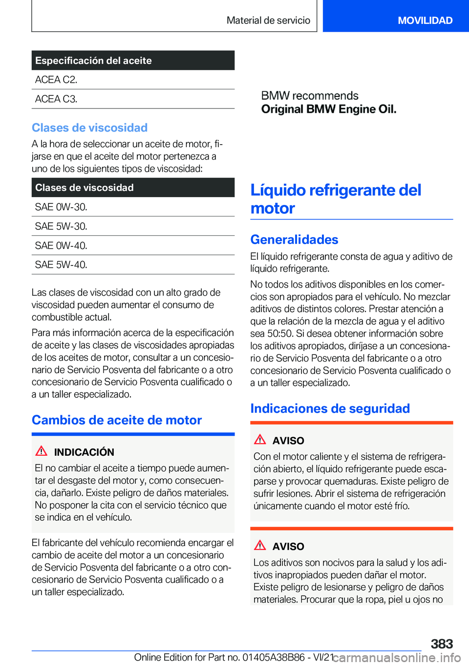 BMW M4 2022  Manuales de Empleo (in Spanish) �E�s�p�e�c�i�f�i�c�a�c�i�