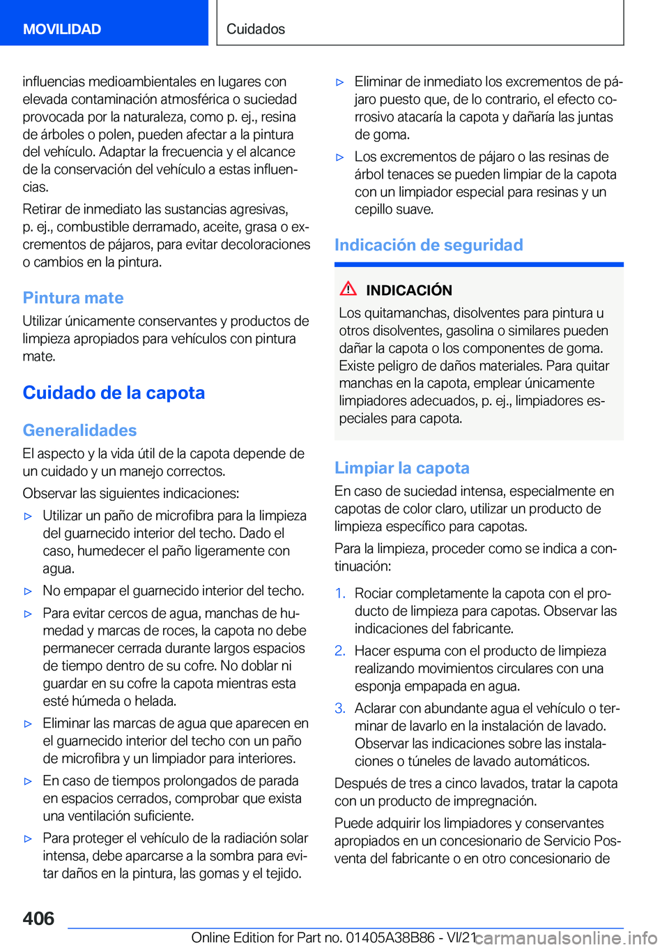 BMW M4 2022  Manuales de Empleo (in Spanish) �i�n�f�l�u�e�n�c�i�a�s��m�e�d�i�o�a�m�b�i�e�n�t�a�l�e�s��e�n��l�u�g�a�r�e�s��c�o�n�e�l�e�v�a�d�a��c�o�n�t�a�m�i�n�a�c�i�