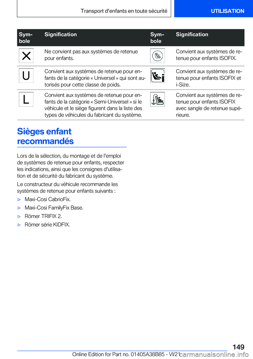 BMW M4 2022  Notices Demploi (in French) �S�y�mj
�b�o�l�e�S�i�g�n�i�f�i�c�a�t�i�o�n�S�y�mj
�b�o�l�e�S�i�g�n�i�f�i�c�a�t�i�o�n�N�e��c�o�n�v�i�e�n�t��p�a�s��a�u�x��s�y�s�t�è�m�e�s��d�e��r�e�t�e�n�u�e
�p�o�u�r��e�n�f�a�n�t�s�.�C�o�n�v
