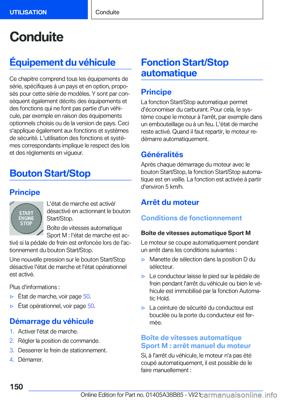 BMW M4 2022  Notices Demploi (in French) �C�o�n�d�u�i�t�e�
