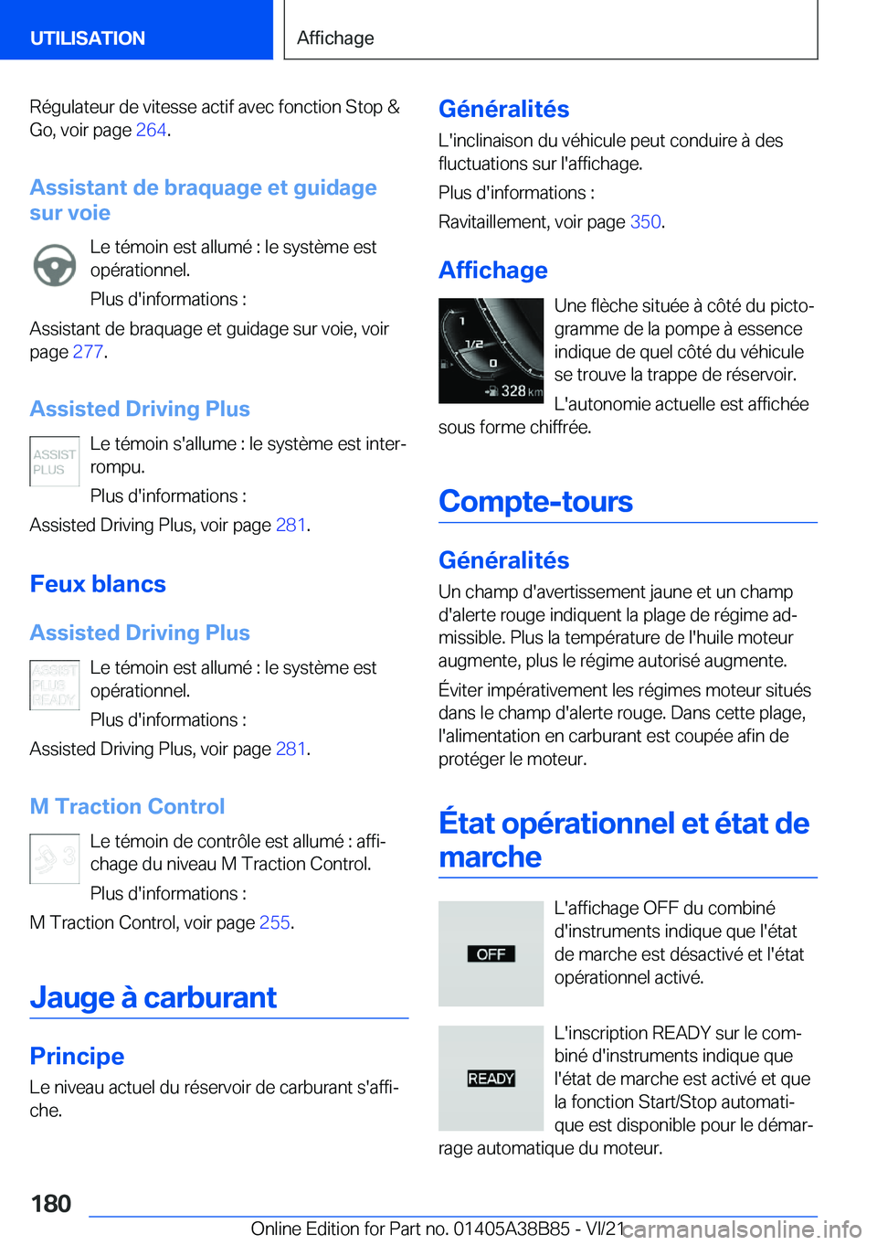 BMW M4 2022  Notices Demploi (in French) �R�é�g�u�l�a�t�e�u�r��d�e��v�i�t�e�s�s�e��a�c�t�i�f��a�v�e�c��f�o�n�c�t�i�o�n��S�t�o�p��&
�G�o�,��v�o�i�r��p�a�g�e� �2�6�4�.
�A�s�s�i�s�t�a�n�t��d�e��b�r�a�q�u�a�g�e��e�t��g�u�i�d�a�g�e