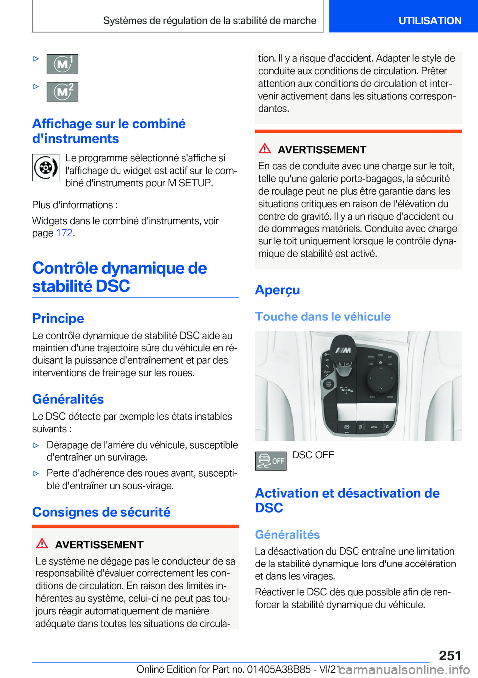 BMW M4 2022  Notices Demploi (in French) 'x'x
�A�f�f�i�c�h�a�g�e��s�u�r��l�e��c�o�m�b�i�n�é
�d�'�i�n�s�t�r�u�m�e�n�t�s
�L�e��p�r�o�g�r�a�m�m�e��s�é�l�e�c�t�i�o�n�n�é��s�'�a�f�f�i�c�h�e��s�i
�l�'�a�f�f�i�c�h�a�g�