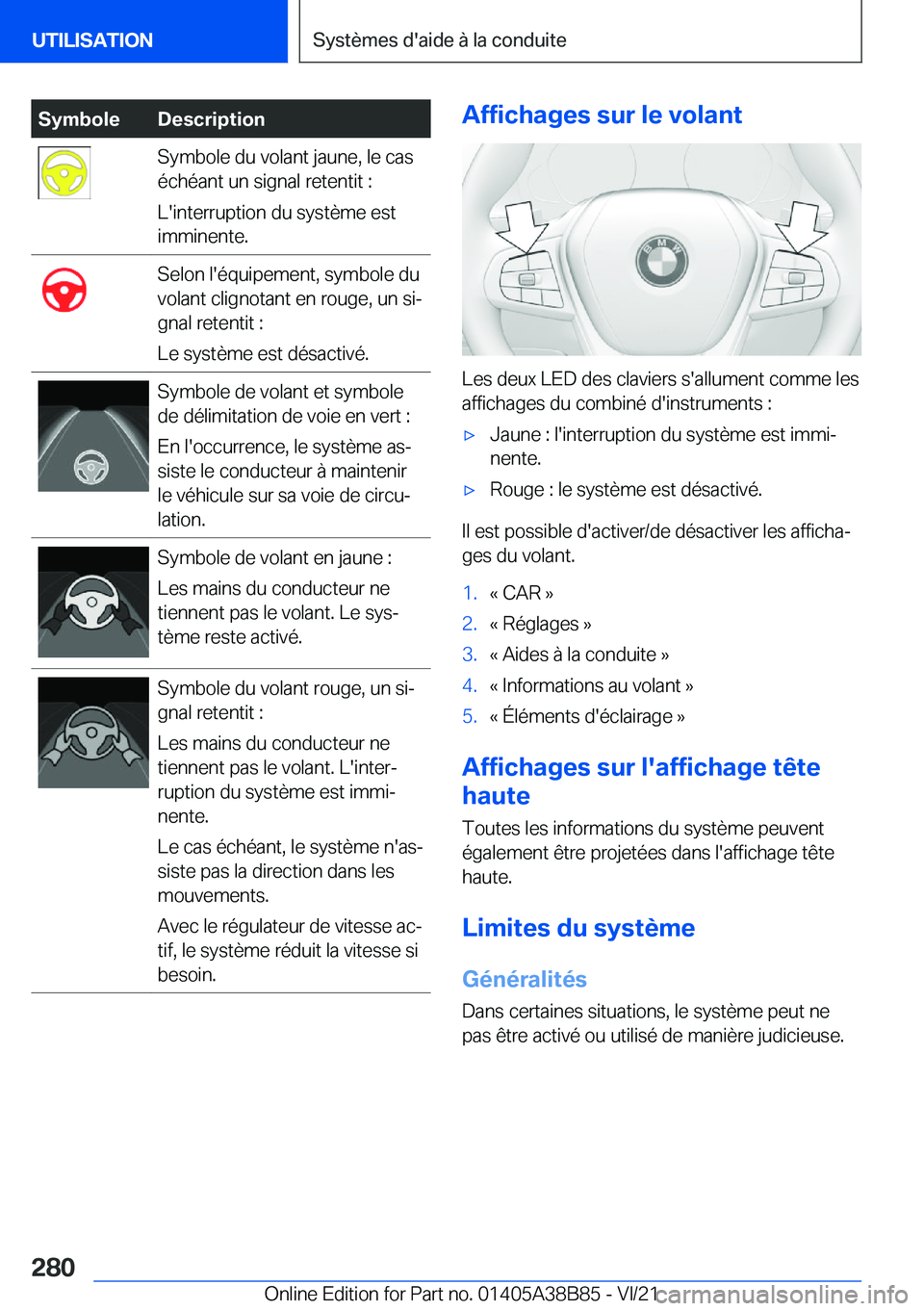 BMW M4 2022  Notices Demploi (in French) �S�y�m�b�o�l�e�D�e�s�c�r�i�p�t�i�o�n�S�y�m�b�o�l�e��d�u��v�o�l�a�n�t��j�a�u�n�e�,��l�e��c�a�s
�é�c�h�é�a�n�t��u�n��s�i�g�n�a�l��r�e�t�e�n�t�i�t��:
�L�'�i�n�t�e�r�r�u�p�t�i�o�n��d�u��s
