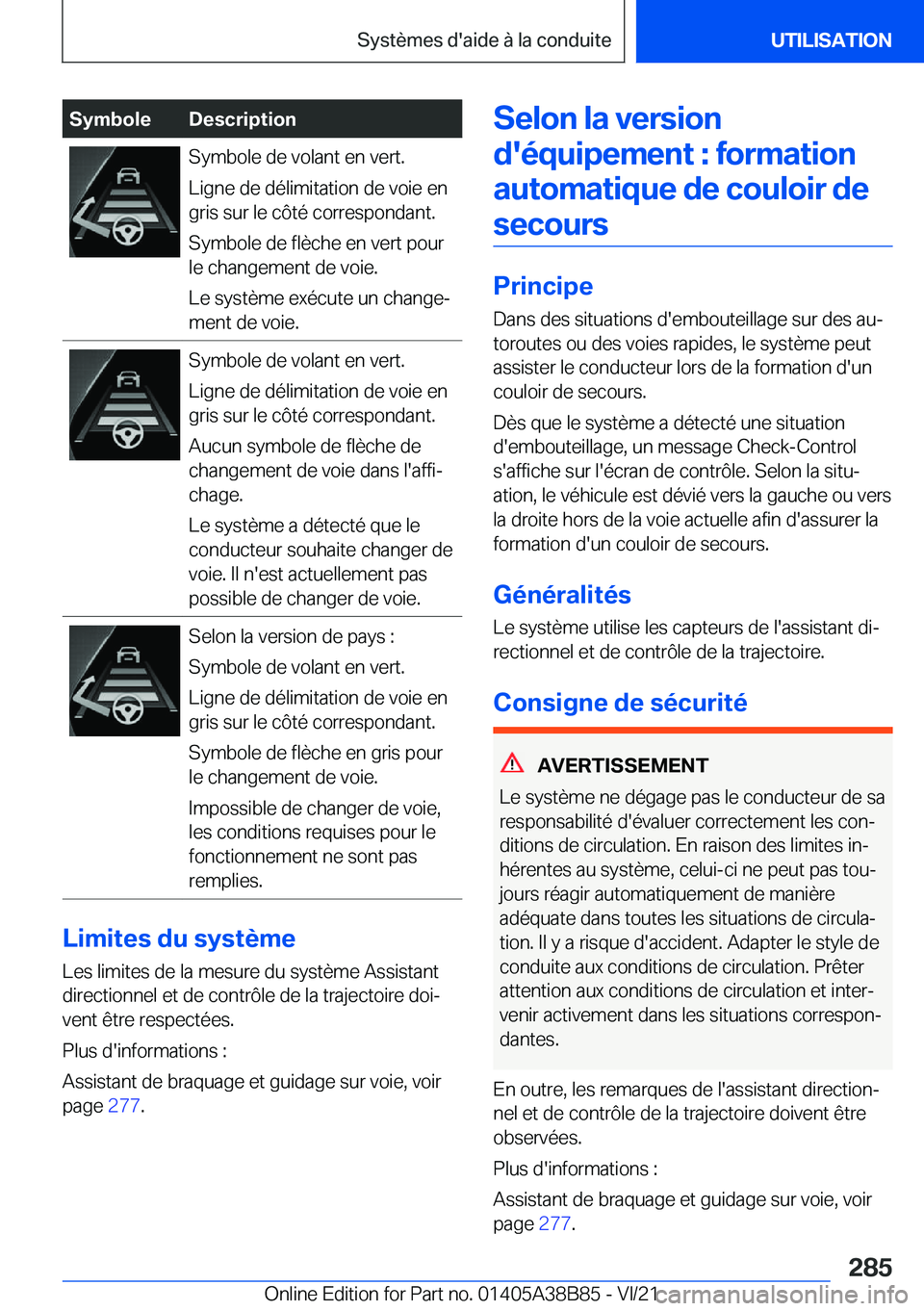 BMW M4 2022  Notices Demploi (in French) �S�y�m�b�o�l�e�D�e�s�c�r�i�p�t�i�o�n�S�y�m�b�o�l�e��d�e��v�o�l�a�n�t��e�n��v�e�r�t�.
�L�i�g�n�e��d�e��d�é�l�i�m�i�t�a�t�i�o�n��d�e��v�o�i�e��e�n
�g�r�i�s��s�u�r��l�e��c�