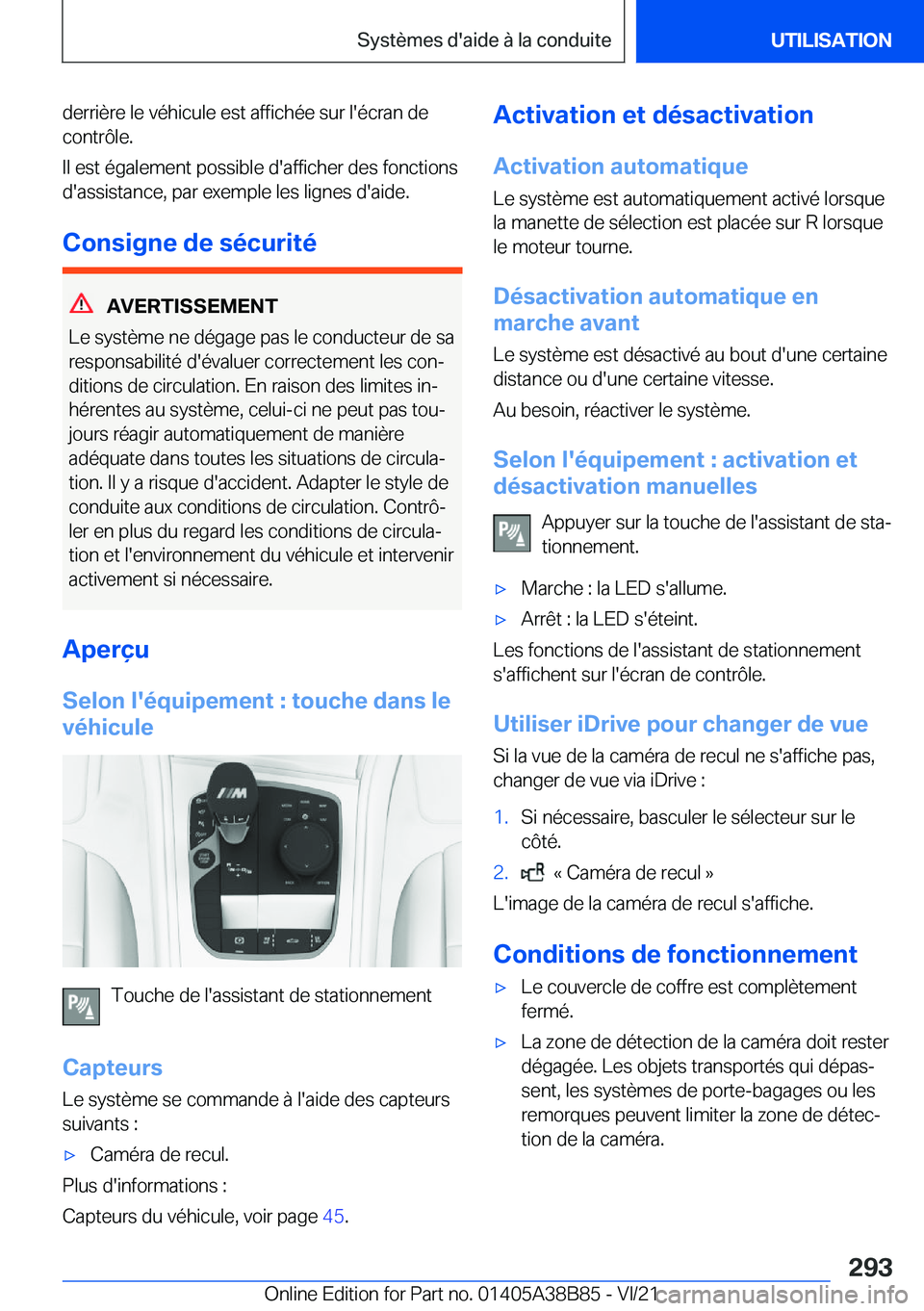 BMW M4 2022  Notices Demploi (in French) �d�e�r�r�i�è�r�e��l�e��v�é�h�i�c�u�l�e��e�s�t��a�f�f�i�c�h�é�e��s�u�r��l�'�é�c�r�a�n��d�e�c�o�n�t�r�
