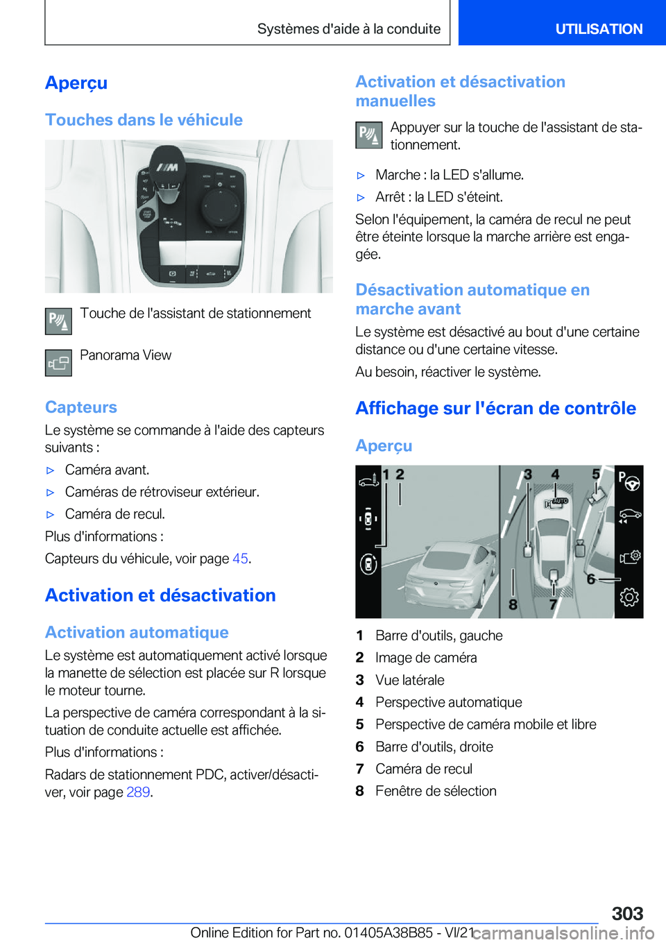 BMW M4 2022  Notices Demploi (in French) �A�p�e�r�ç�u
�T�o�u�c�h�e�s��d�a�n�s��l�e��v�é�h�i�c�u�l�e
�T�o�u�c�h�e��d�e��l�'�a�s�s�i�s�t�a�n�t��d�e��s�t�a�t�i�o�n�n�e�m�e�n�t
�P�a�n�o�r�a�m�a��V�i�e�w
�C�a�p�t�e�u�r�s
�L�e��s�y�