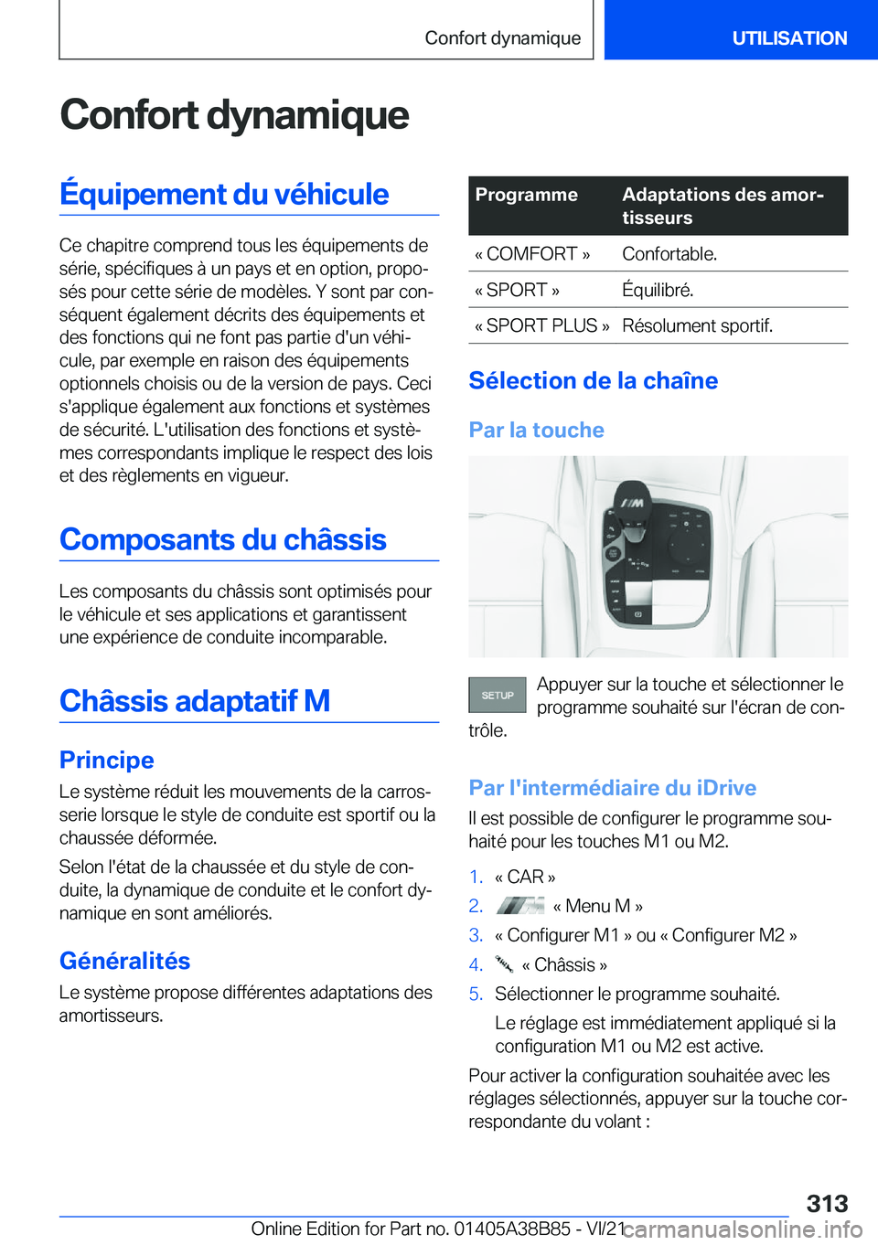 BMW M4 2022  Notices Demploi (in French) �C�o�n�f�o�r�t��d�y�n�a�m�i�q�u�e�
